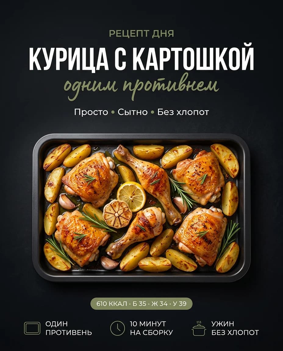 Курица с картошкой одним противнем